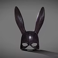 Sculptural Black Rabbit Mask With Long Ears Smooth Surface And Minimalist Design