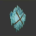 Frosty Ice Shield Weapon With Brown Cross Straps And Crystalline Spiked Edges