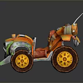 Colorful Cartoon Toy Car With Orange Yellow Green Wheels And Antennas