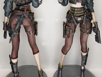 Game Movie Character In Tactical Gear With Leather Accessories Firearm Boots And Leg Armor 3d model