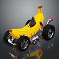 Fun Yellow Banana Shaped Car With Black Seat And Large Wheels