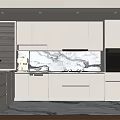 Sleek Modern Kitchen Cabinets In Light Color With Marble Countertop And Range Hood