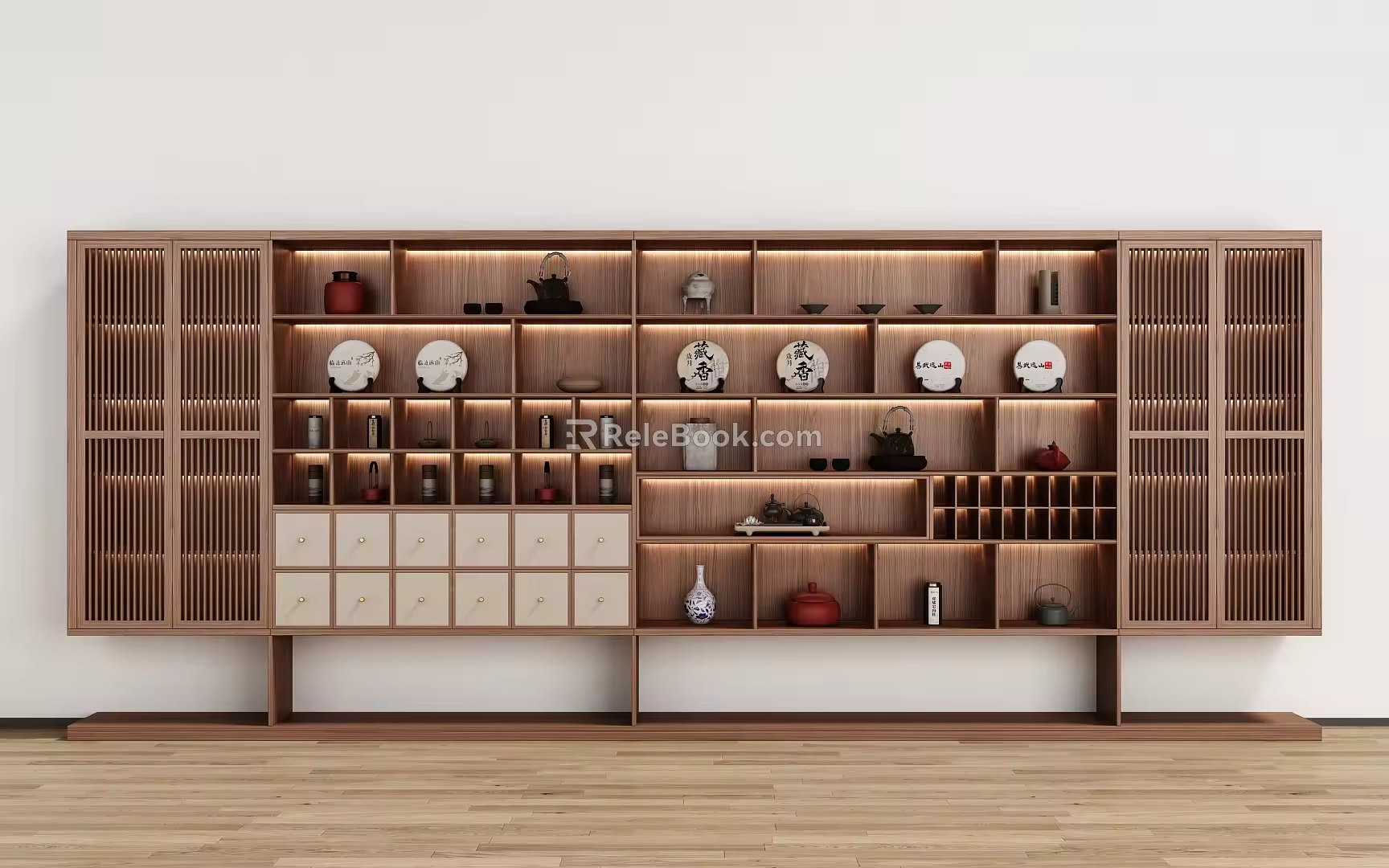 New Chinese Style Tea Cabinet Tea Cabinet Decorative Cabinet Bookcase Antique Rack 3d model