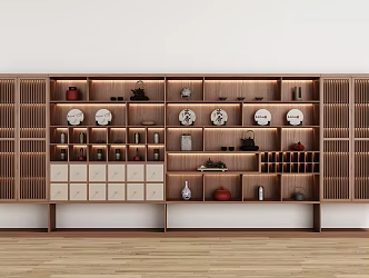 New Chinese Style Tea Cabinet Tea Cabinet Decorative Cabinet Bookcase Antique Rack 3d model