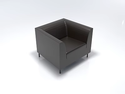 Stylish Modern Black Single Sofa With Square Design And Metal Legs 3d model