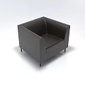 Stylish Modern Black Single Sofa With Square Design And Metal Legs 3d model