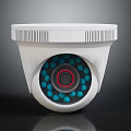 Dome Shape Security Camera With White Housing Blue LED Lights And Red Indicator 3d model