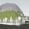 Modern Commercial Street Exterior Design With Greenery Outdoor Seating and Pedestrian Walkways