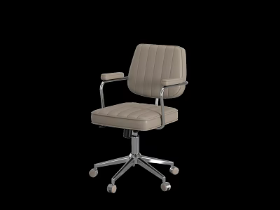 Modern Beige Leather Office Chair With Armrests Padded Seat And Chrome Swivel Wheels 3d model