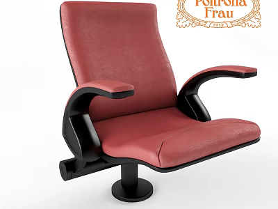 Modern Red Leather Single Chair With Black Armrests And Sturdy Round Base 3d model
