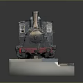Vintage Steam Train Model With Metal Body On Display Base With Gravel