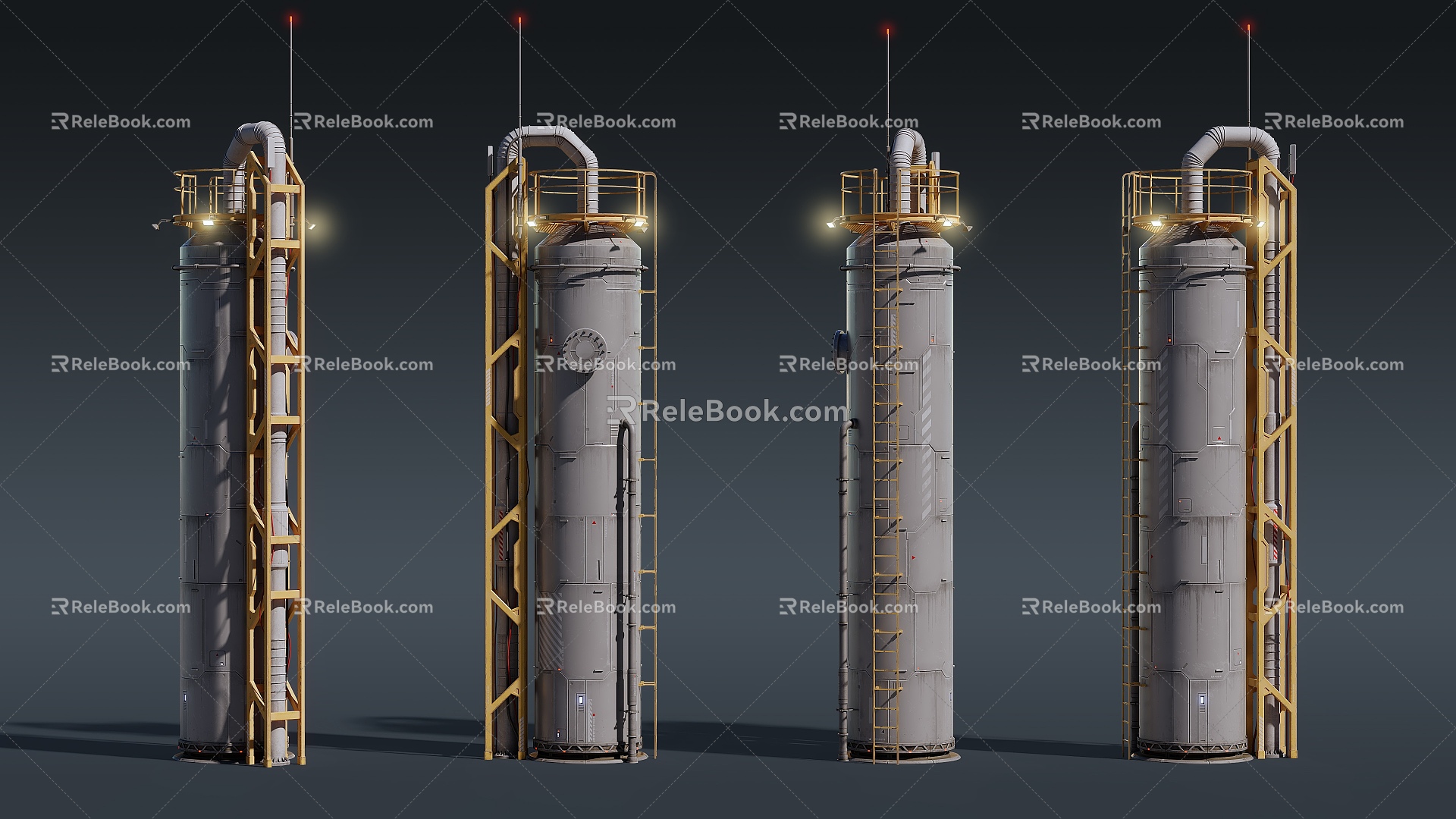 science fiction building outdoor science fiction building movie props water tower tower silo 3d model