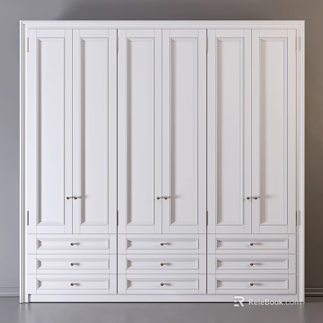 White Modern Dresser With Multiple Drawers And Sleek Cabinet Doors Design 3d model 