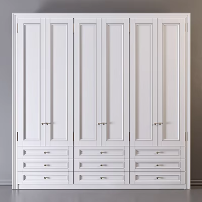 White Modern Dresser With Multiple Drawers And Sleek Cabinet Doors Design 3d model