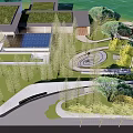 Serene Garden Landscape Design With Tall Trees Green Lawn And Stone Pathway