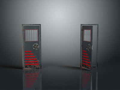 industrial door industrial entrance industrial metal door metal industrial door steel gate big iron gate 3d model