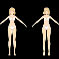Game and Movie Character with Blonde Hair in White Bikini Arms Outstretched on Black Background