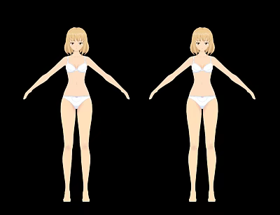 Game and Movie Character with Blonde Hair in White Bikini Arms Outstretched on Black Background 3d model