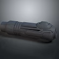 Gray Cylindrical Mechanical Device 3D Model With Grooves And Top Protrusion 3d model