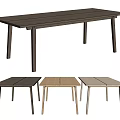 Modern Wooden Dining Table with Rectangular Top and Various Design Options 3d model