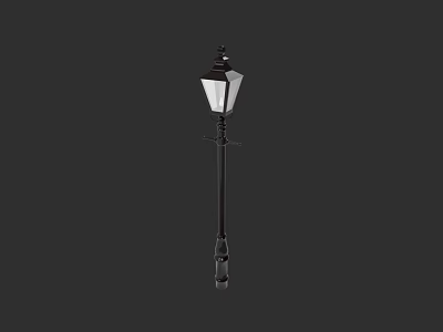 Traditional Outdoor Lamp With Decorative Top Black Pole And White Glass Shade 3d model