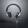 Wired Computer Gaming Headphones With Black Silver Design And Green Headband Accents