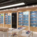 Modern Shoe Store Interior With Bright Lighting Shelves Displayed Shoes Counter And Benches