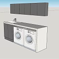 Modern Bathroom Cabinet Frame With Sink Countertop And Two Washing Machines