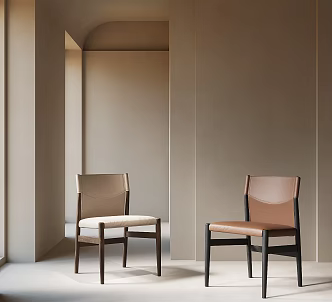 Dining Chair Leather Single Chair 3d model