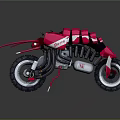 Futuristic Red Storm Motorcycle With Sleek Mechanical Design And Exhaust Pipes