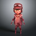 Game And Movie Character Design With Red Pilot Hat Goggles Scarf And Standing Pose