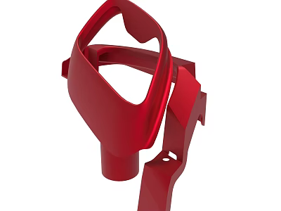 Red Plastic Mechanical Part With Curved Structure And Connecting Components 3d model