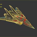 Colorful Fighter Jet Model With Sharp Nose Blue Red Yellow Accents