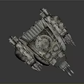Sci Fi Mechanical Walker With Four Metal Legs And Rough Surface Design