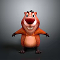 Cartoon Beaver Character With Red Brown Fur Big Red Nose And Open Arms