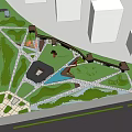 Scenic Urban Park Landscape With Lush Lawns Diverse Trees Open Plaza And Walking Paths