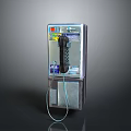 Wall Mounted Public Payphone With Silver Body Keypad Handset And Emergency Button 3d model