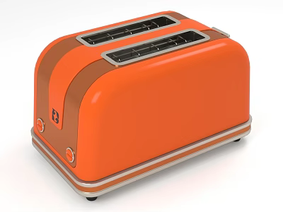Vibrant Orange Two Slice Toaster Modern Kitchen Appliance With Sleek Design 3d model