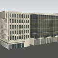 Modern Office Building Exterior With Glass Facade And White Architectural Structure