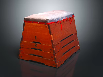 Sports Training Equipment Wooden Plyometric Box With Padded Top Red Straps And Numbered Side Markings 3d model