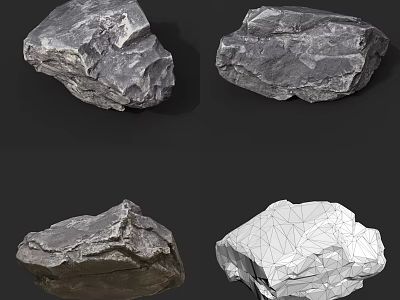 Natural Rocks With Various Shapes And Rough Textures In Outdoor Setting 3d model