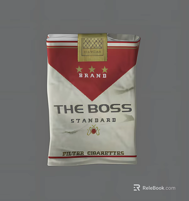 Branded Boss Standard Filter Cigarettes in Red White Design with Gold Label and Three Stars 3d model 
