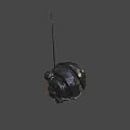 3D Rendered Black Mechanical Style Hat With Spherical Structure And Connecting Wires