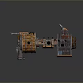 Industrial Mechanical Device With Wooden Barrels Metal Pipes And Vintage Design