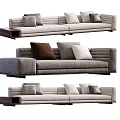 Modern Gray Sofa Set With Multiple Pillows And Wooden Side Tables 3d model