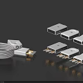 White Gray Charging Cables And USB Chargers Modern Sleek Electronic Accessories For Daily Use
