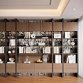 Modern Wooden Decorative Cabinet With Books Decorative Items Vases And Drawers