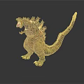 Game Movie Character 3D Model With Open Mouth Red Patterns And Dorsal Fins Design