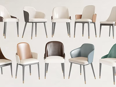 Stylish Dining Chairs In Various Colors With Modern Design And Metal Legs 3d model