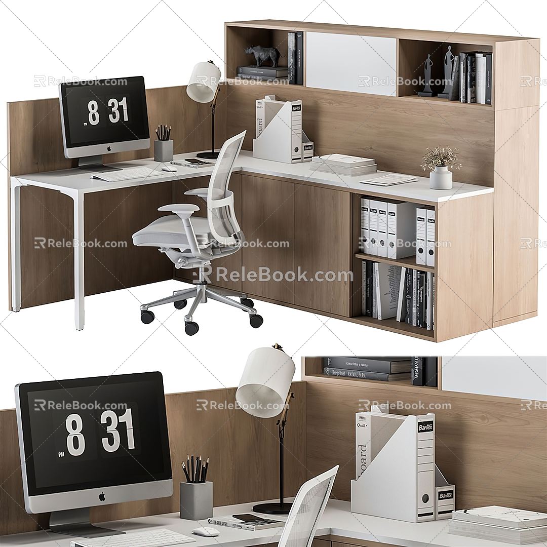 Modern office desk and chair office desk and chair combination model